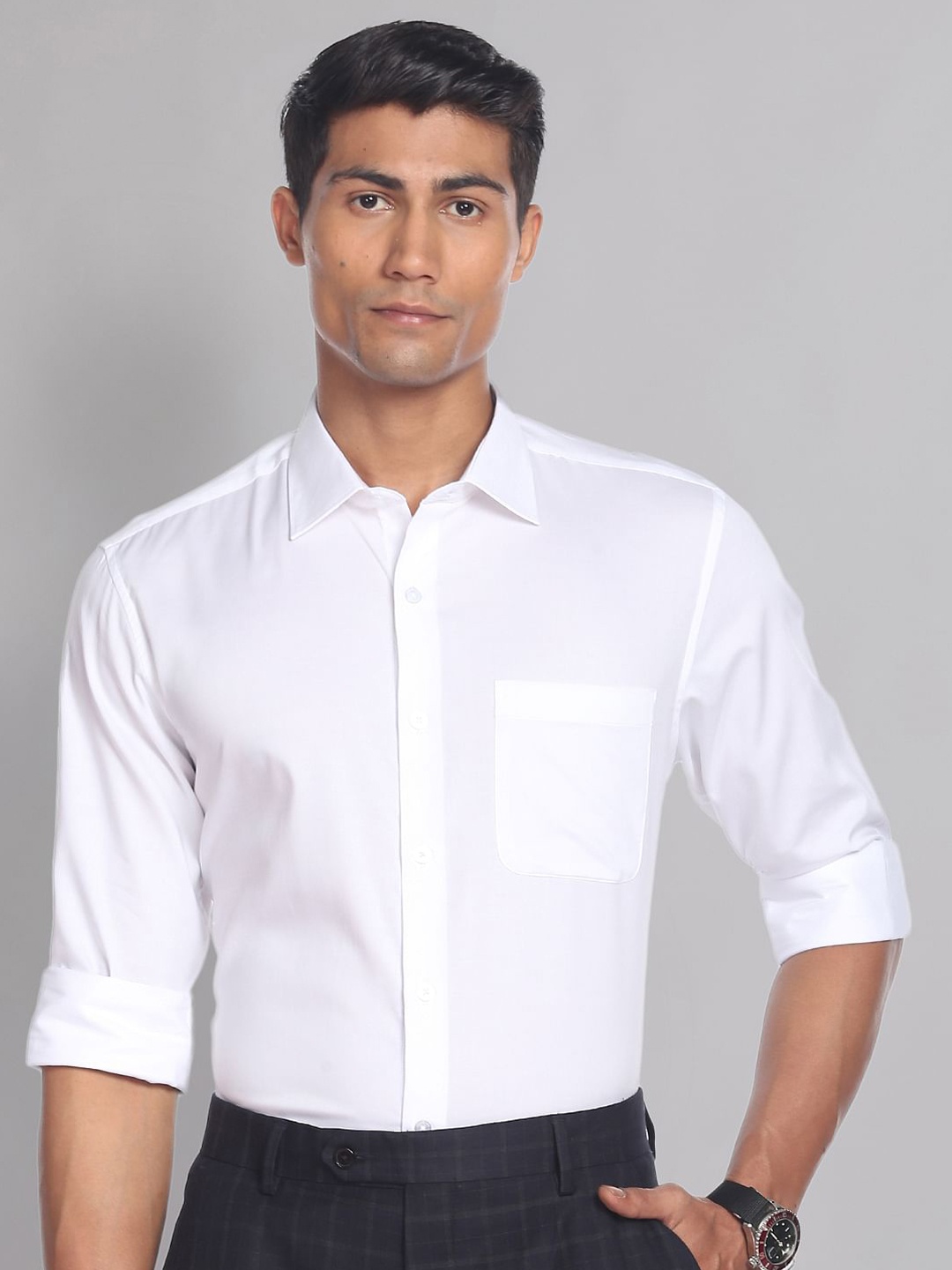 

AD By Arvind Spread Collar Cotton Formal Shirt, White