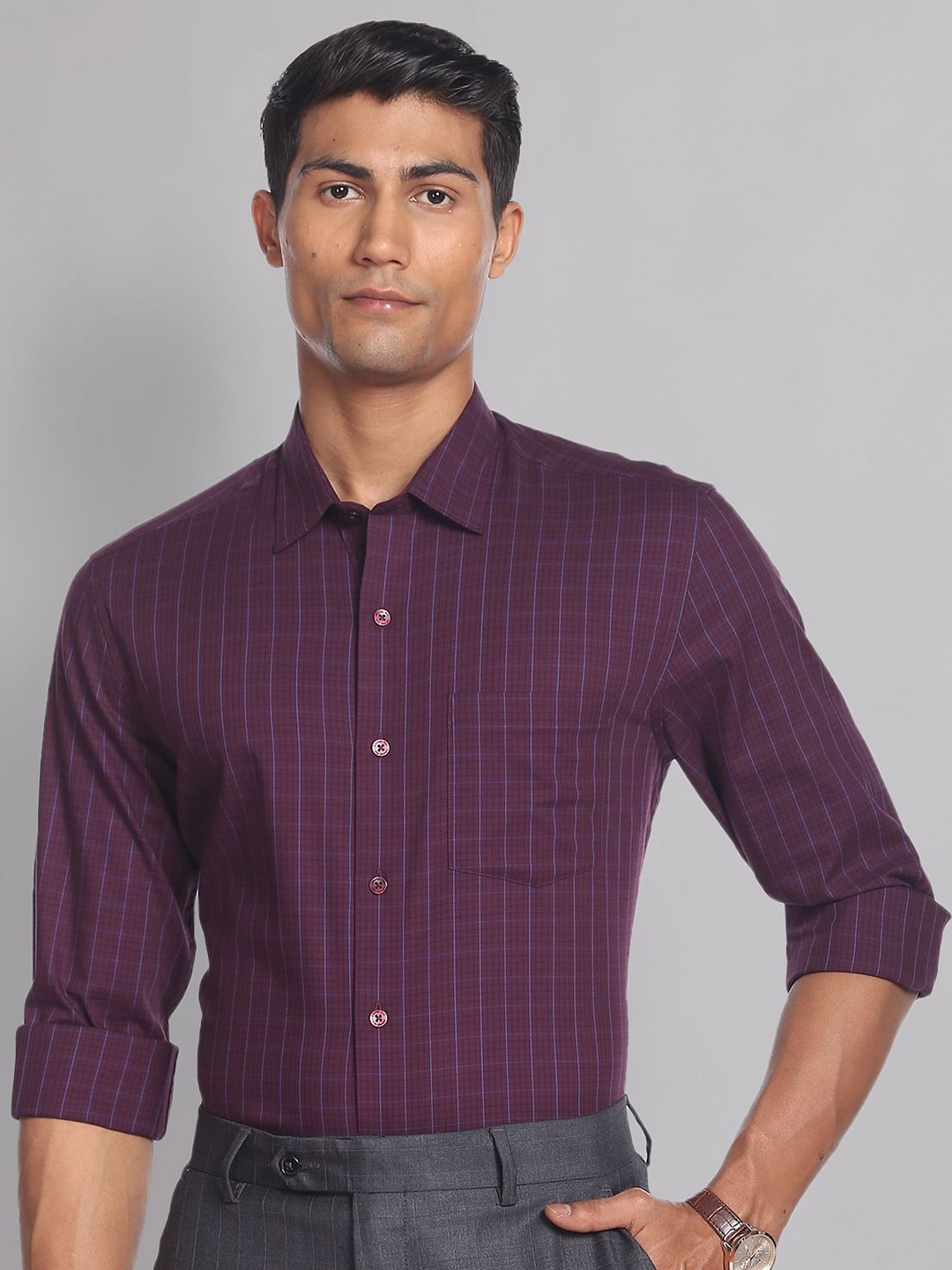 

AD By Arvind Checked Slim Fit Formal Shirt, Purple