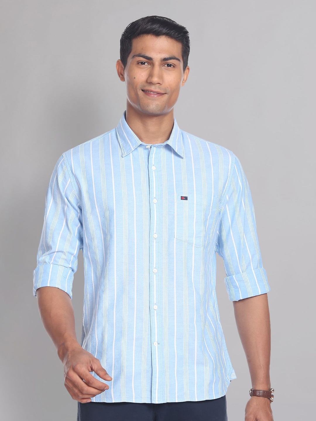 

AD By Arvind Men Blue Slim Fit Casual Shirt