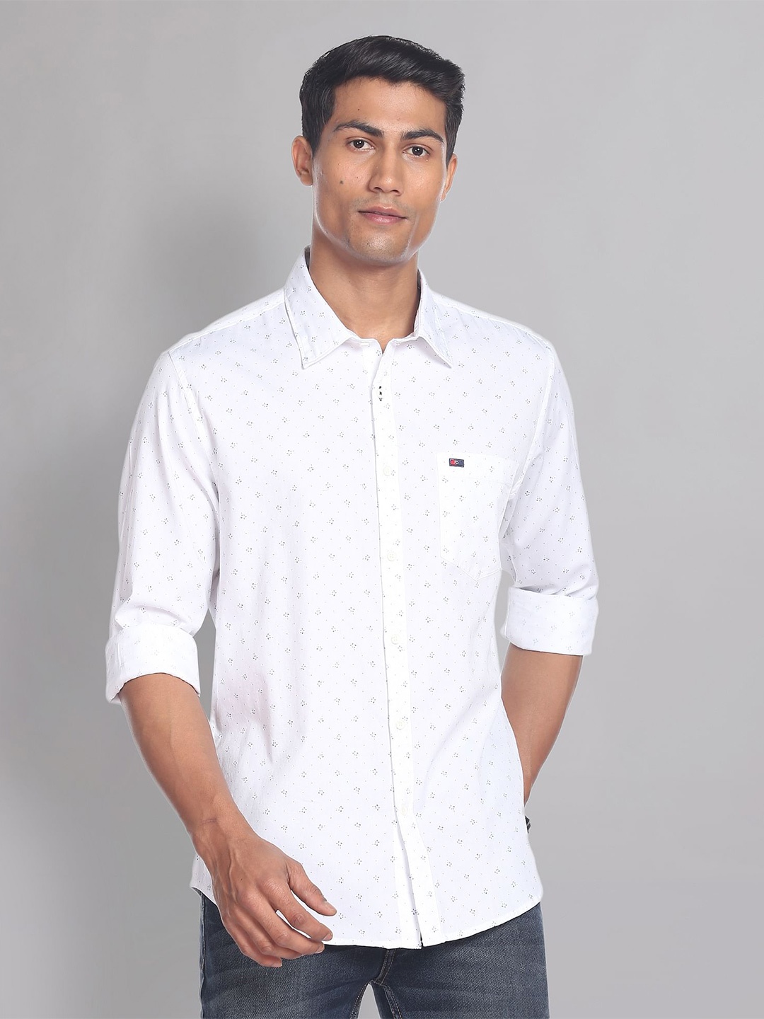 

AD By Arvind Slim Fit Micro Ditsy Printed Casual Cotton Shirt, White