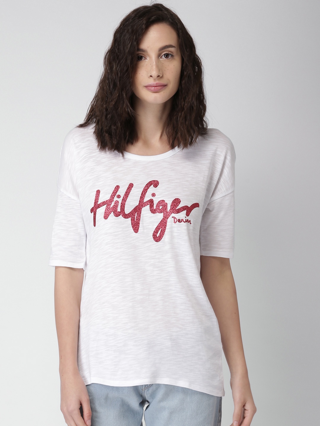 

Tommy Hilfiger Women White Printed Round Neck T-shirt