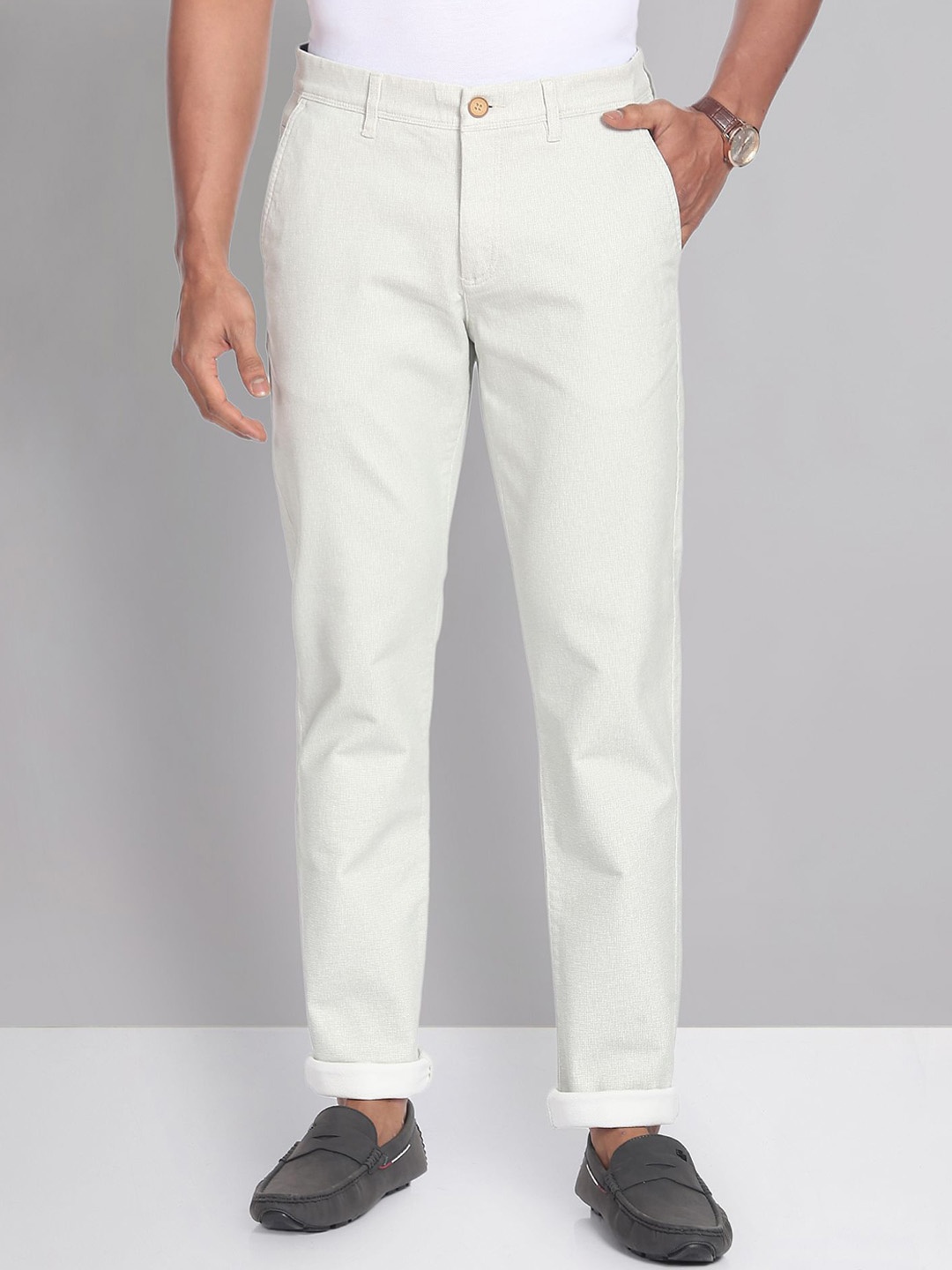 

AD By Arvind Men Slim Fit Cotton Chinos, White
