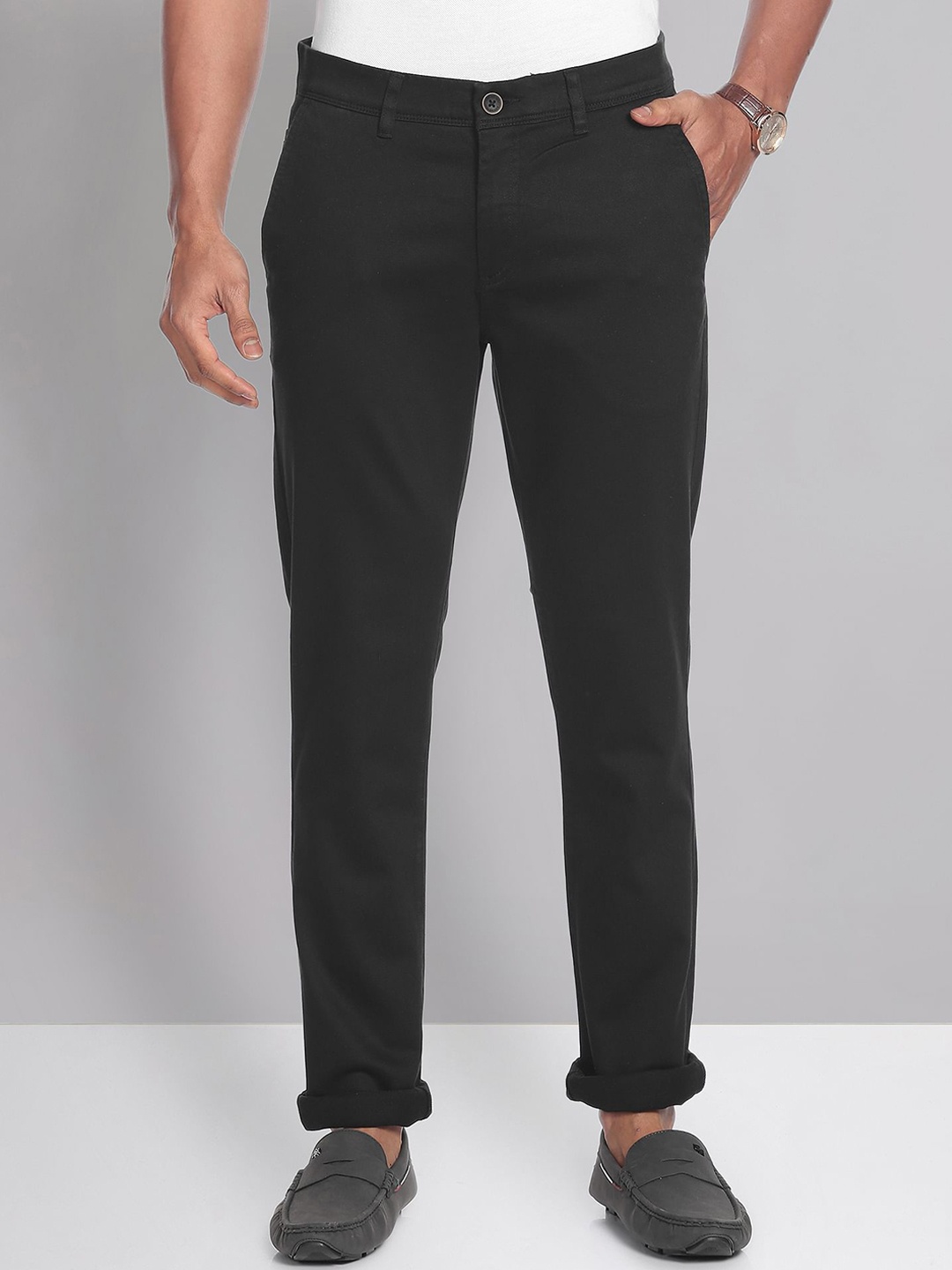 

AD By Arvind Men Slim Fit Cotton Chinos, Black