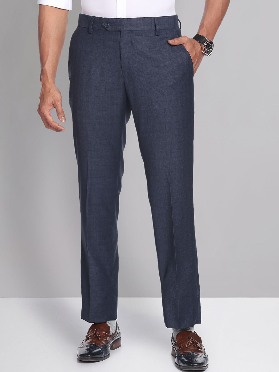 

AD By Arvind Men Formal Trousers, Blue