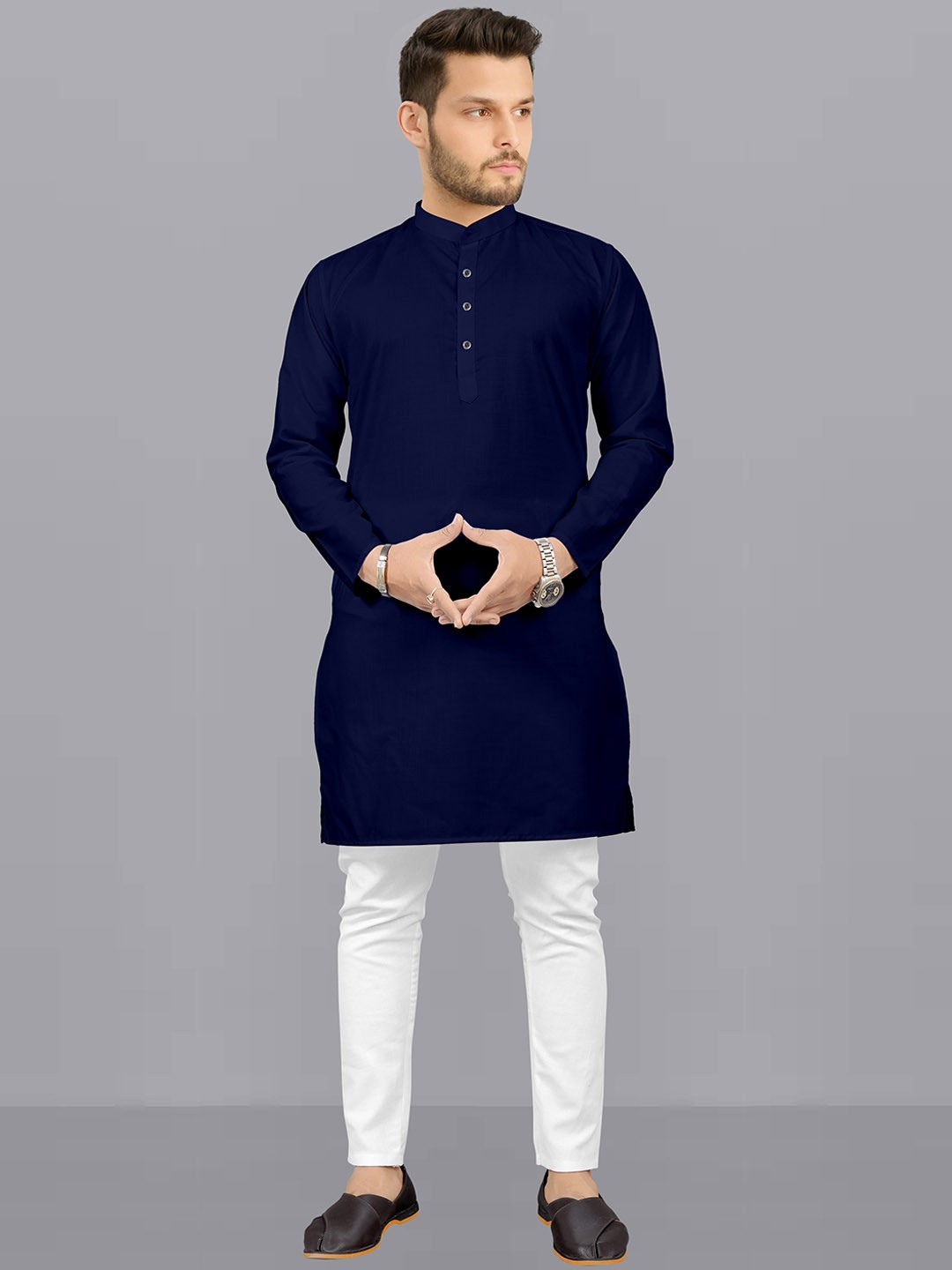 

Fashion FRICKS Straight Kurta with Pyjamas, Navy blue