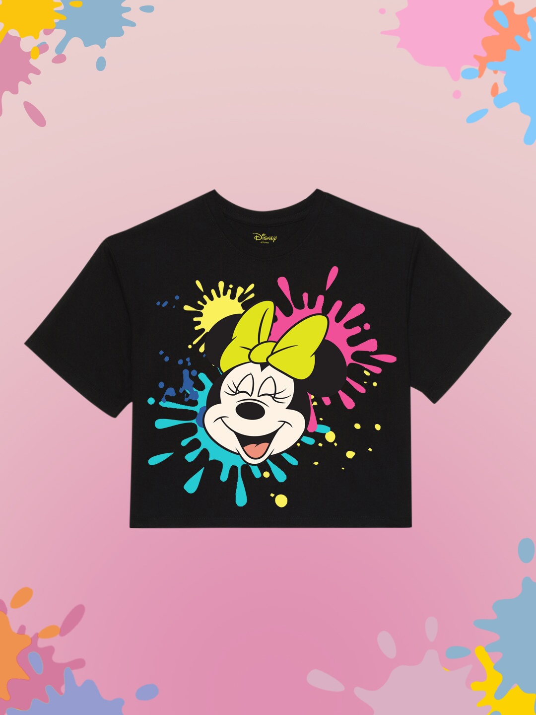 

YK Girls Pink Printed Applique Loose Outdoor T-shirt