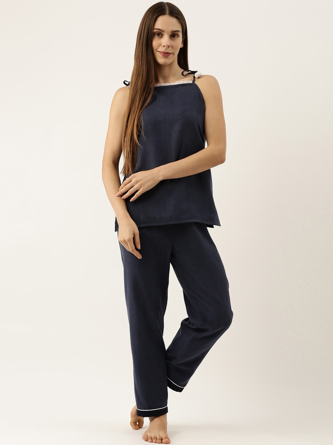 

Bannos Swagger Satin Night Suit, Blue