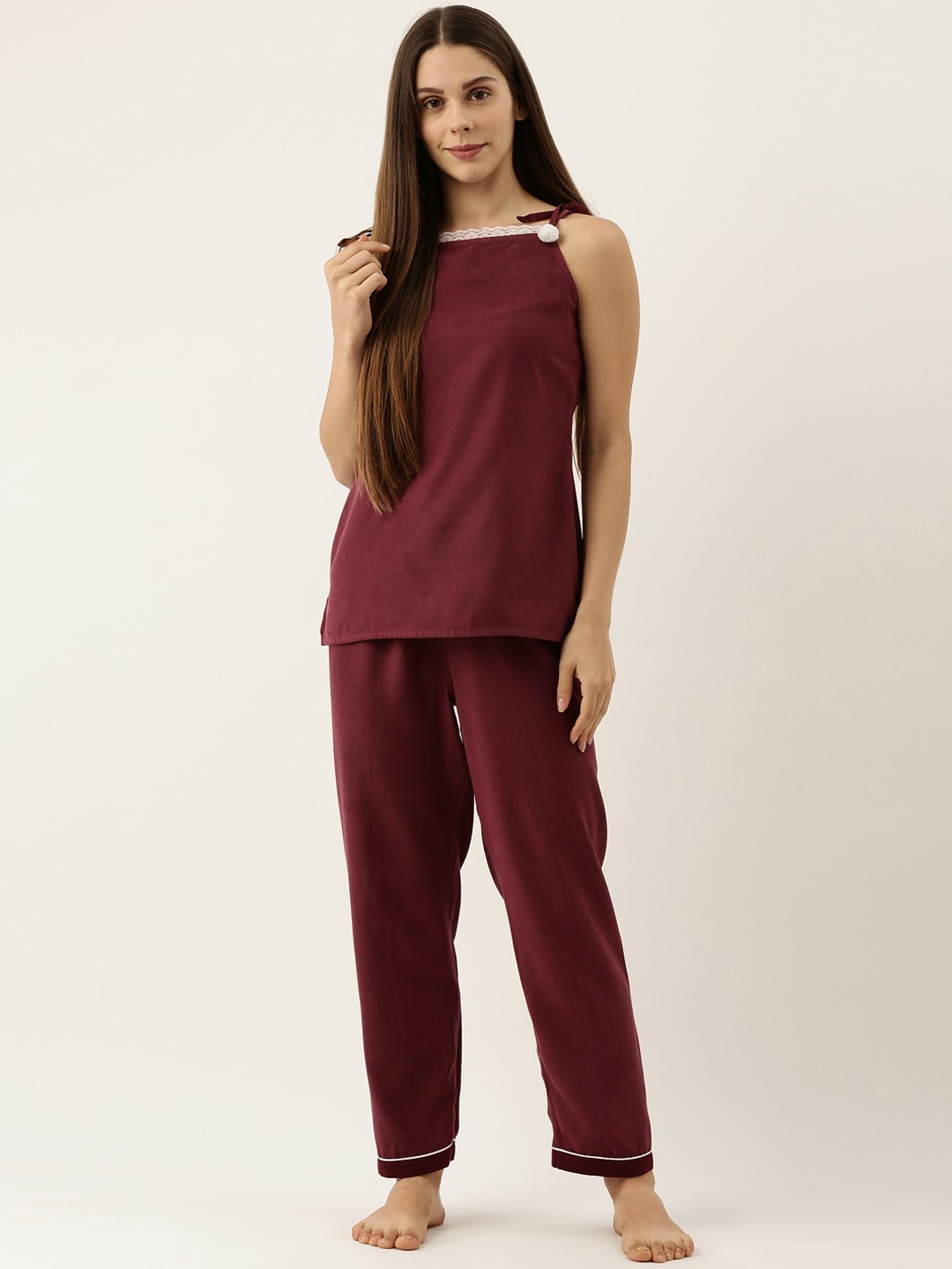 

Bannos Swagger Satin Night Suit, Purple
