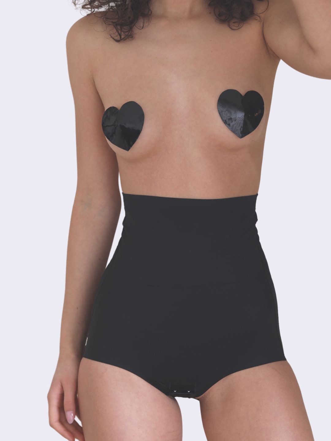 

Butt-Chique Set Of 1 Black Leather Heart Nipple Pasties
