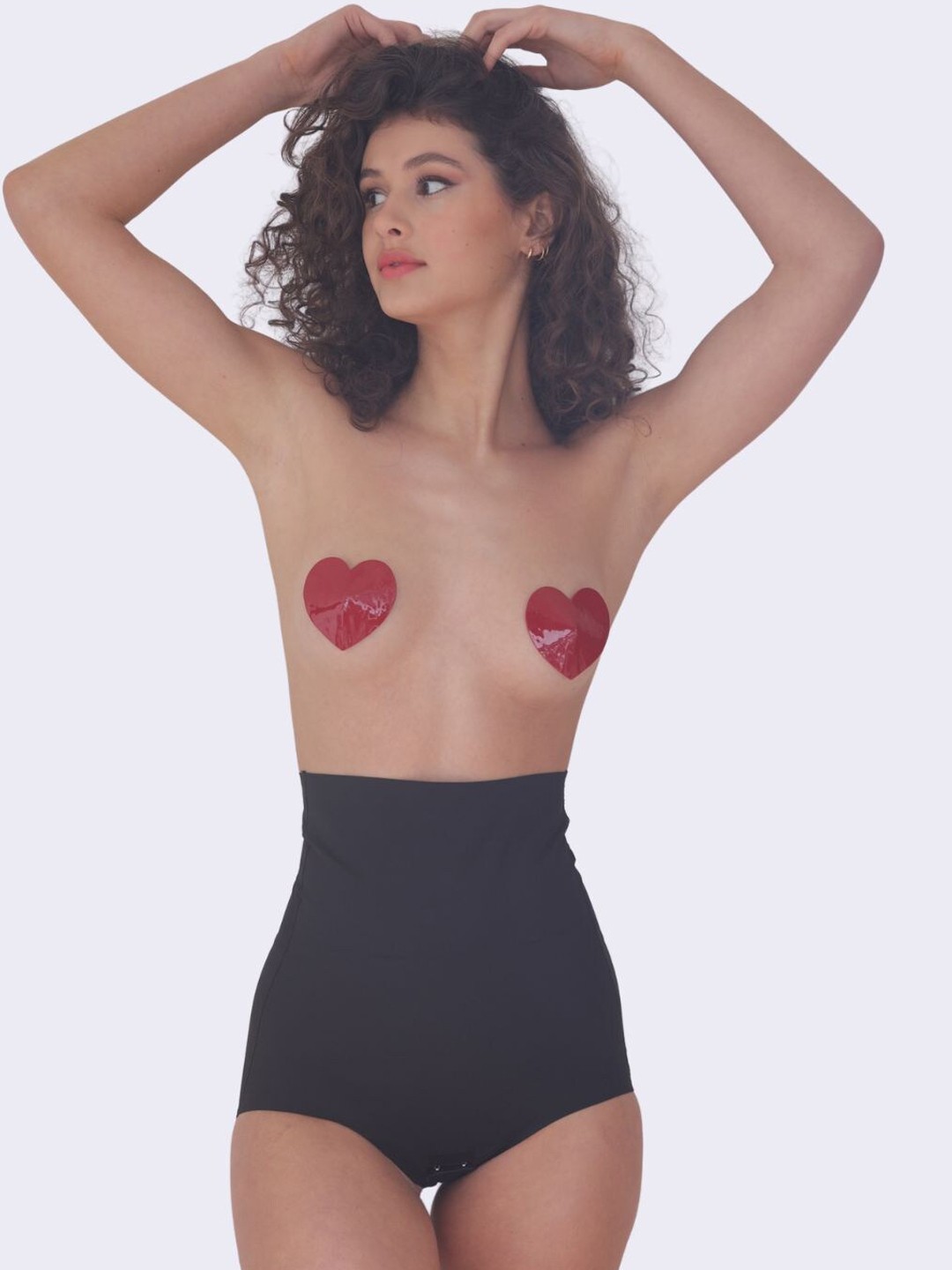 

Butt-Chique Set Of 1 Red Leather Heart Nipple Pasties