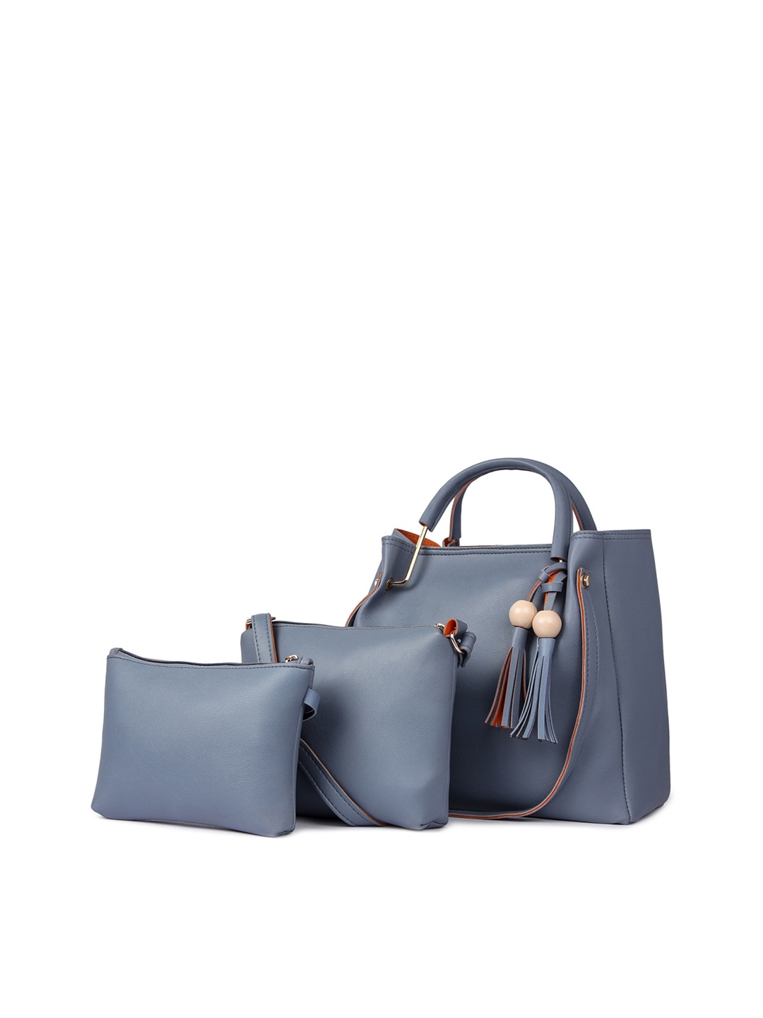 

Pez dorado Set of 3 Oversized Shopper Handheld Bag with Tasselled, Grey