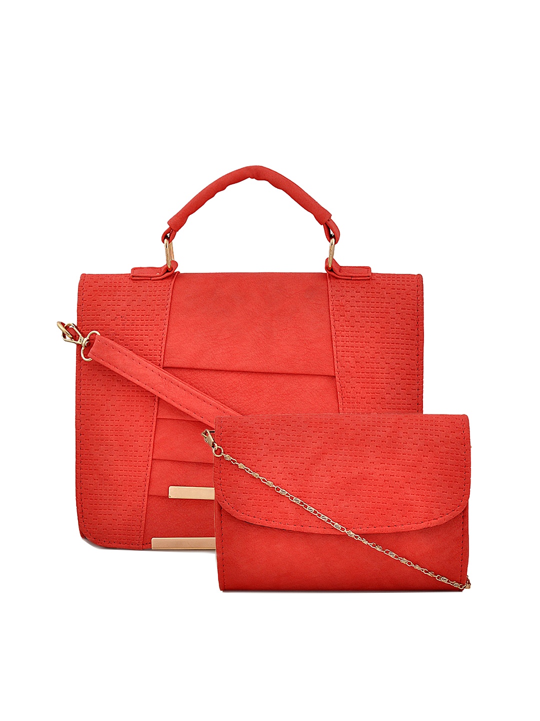

Pez dorado Set of 2 Textured Oversized Structured Handheld Bag, Red