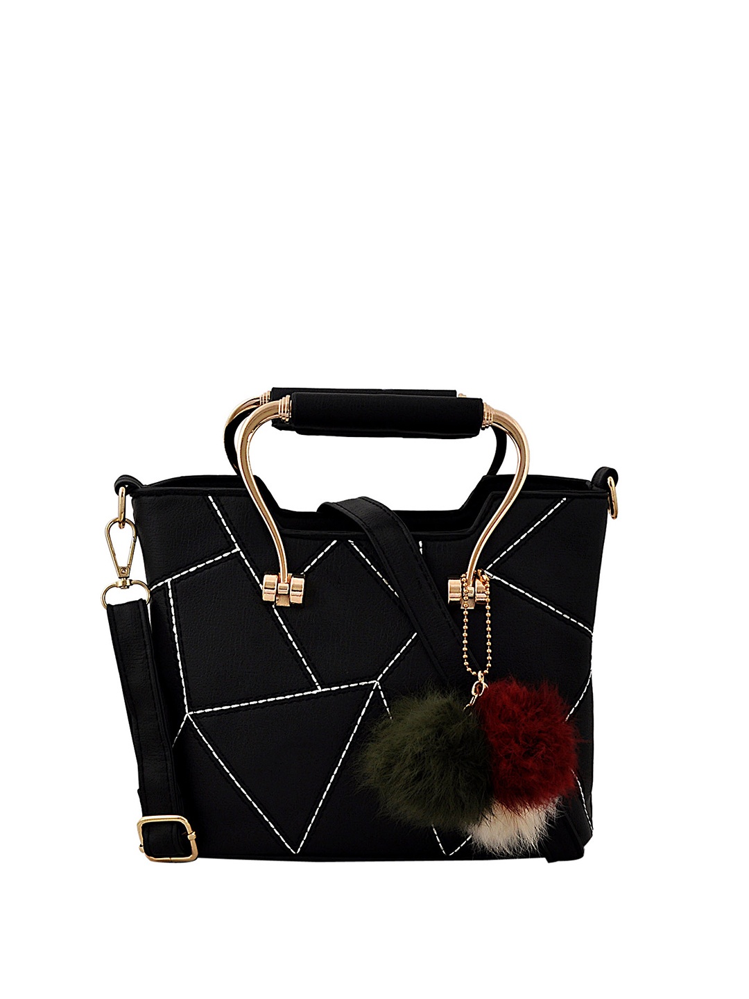 

Pez dorado Geometric Structured Stachel Bag with Tasselled, Black