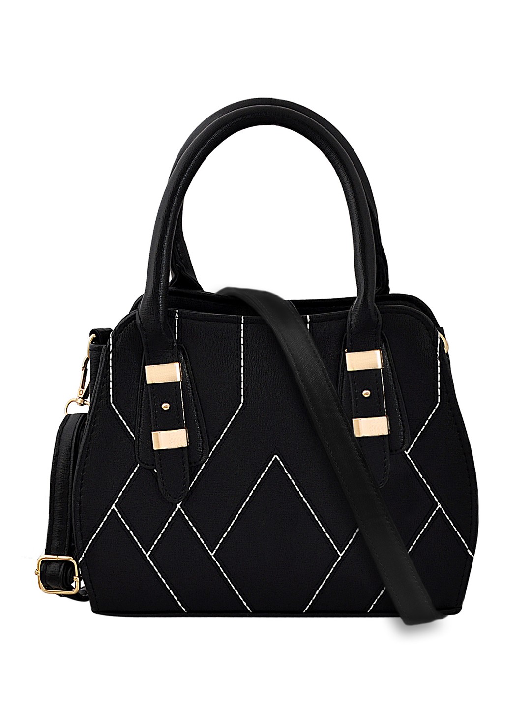 

Pez dorado Embellished Handheld Bag with Tasselled, Black