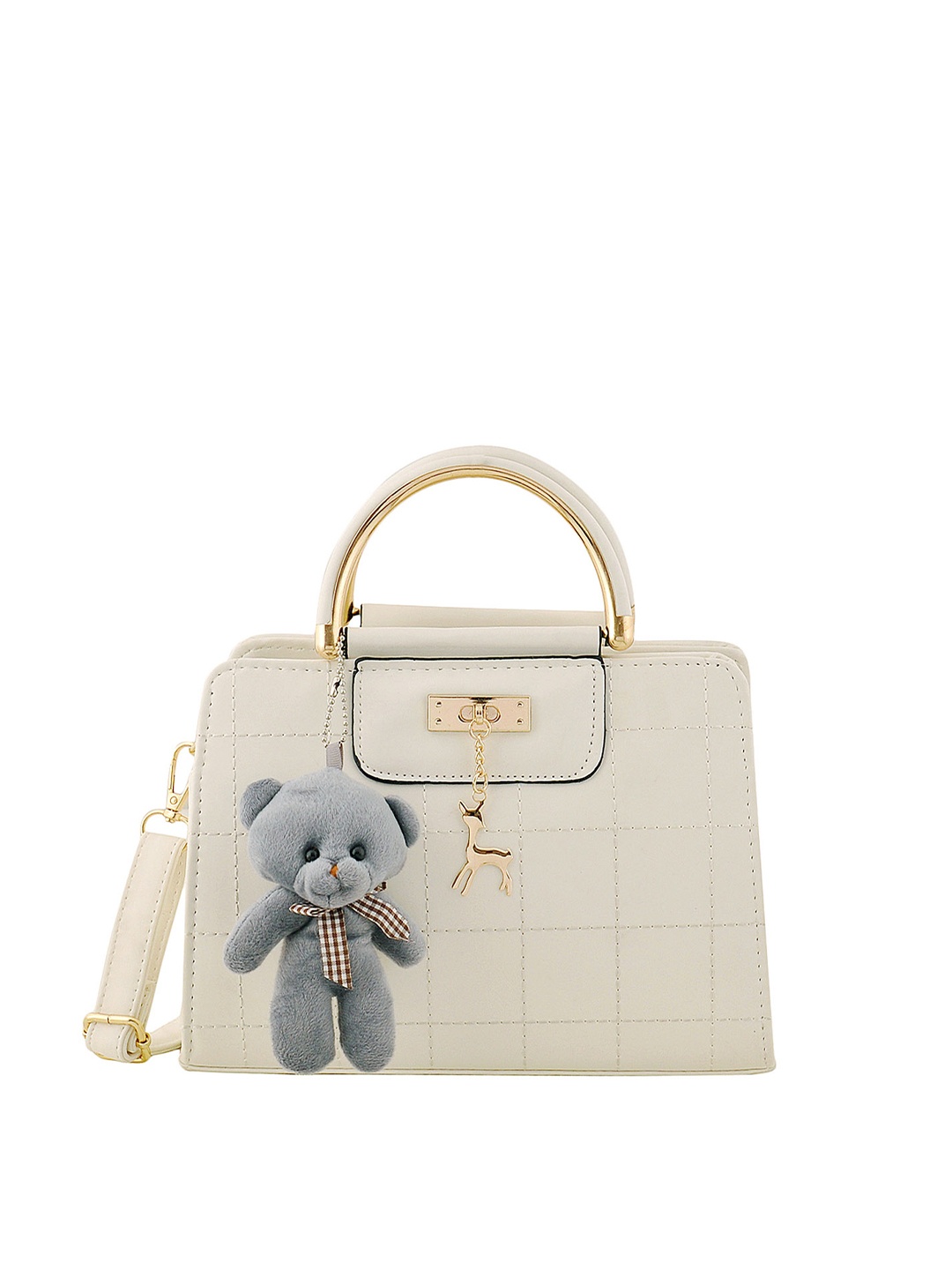 

Pez dorado Textured Structured Stachel Bag, White