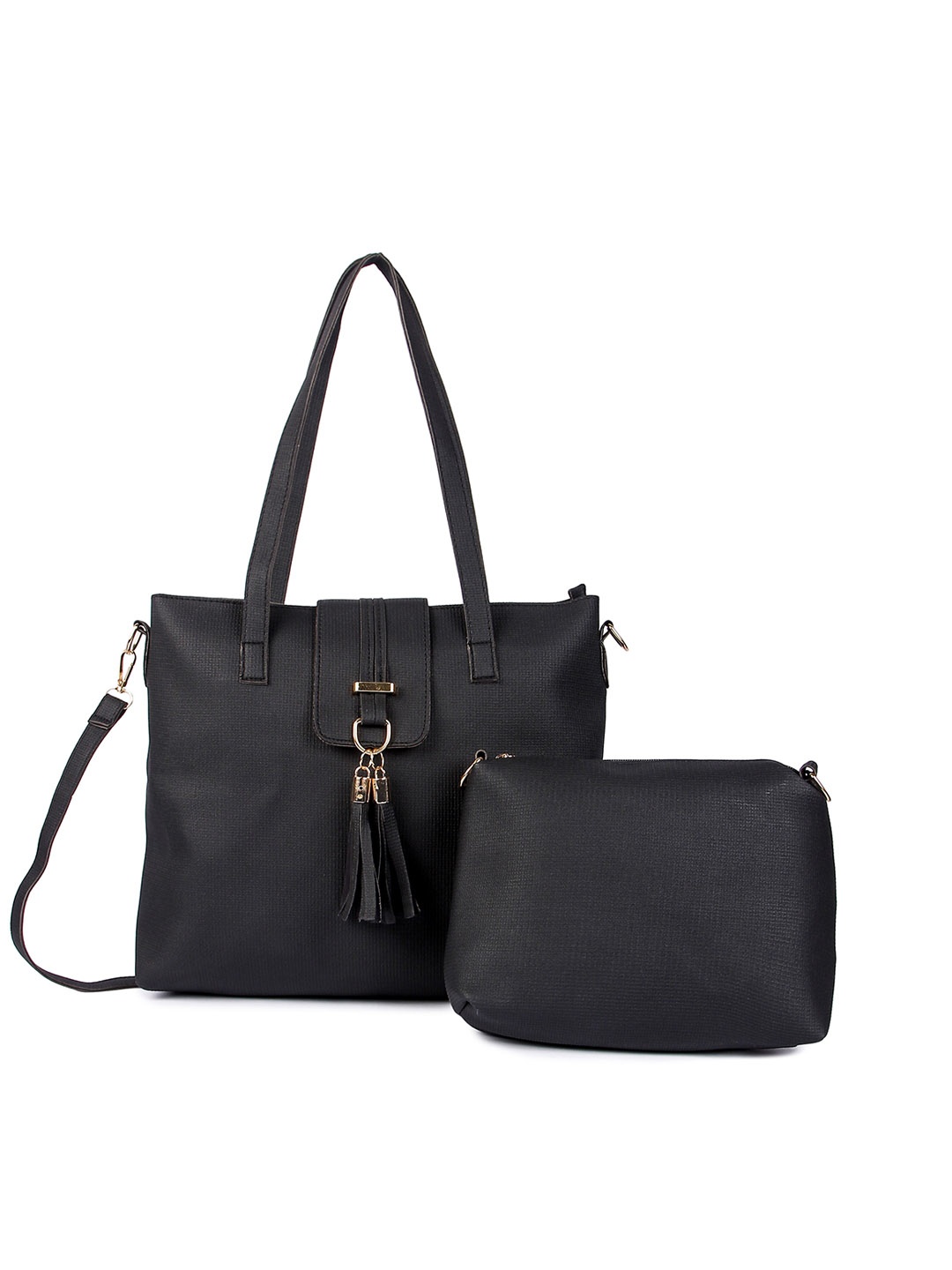

Pez dorado Structured Shoulder Bag with Tasselled Comes With Pouch, Black