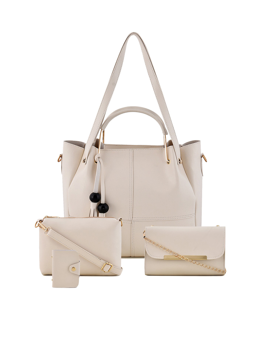 

Pez dorado Combo Structured Shoulder Bag With Tasselled Detail, White