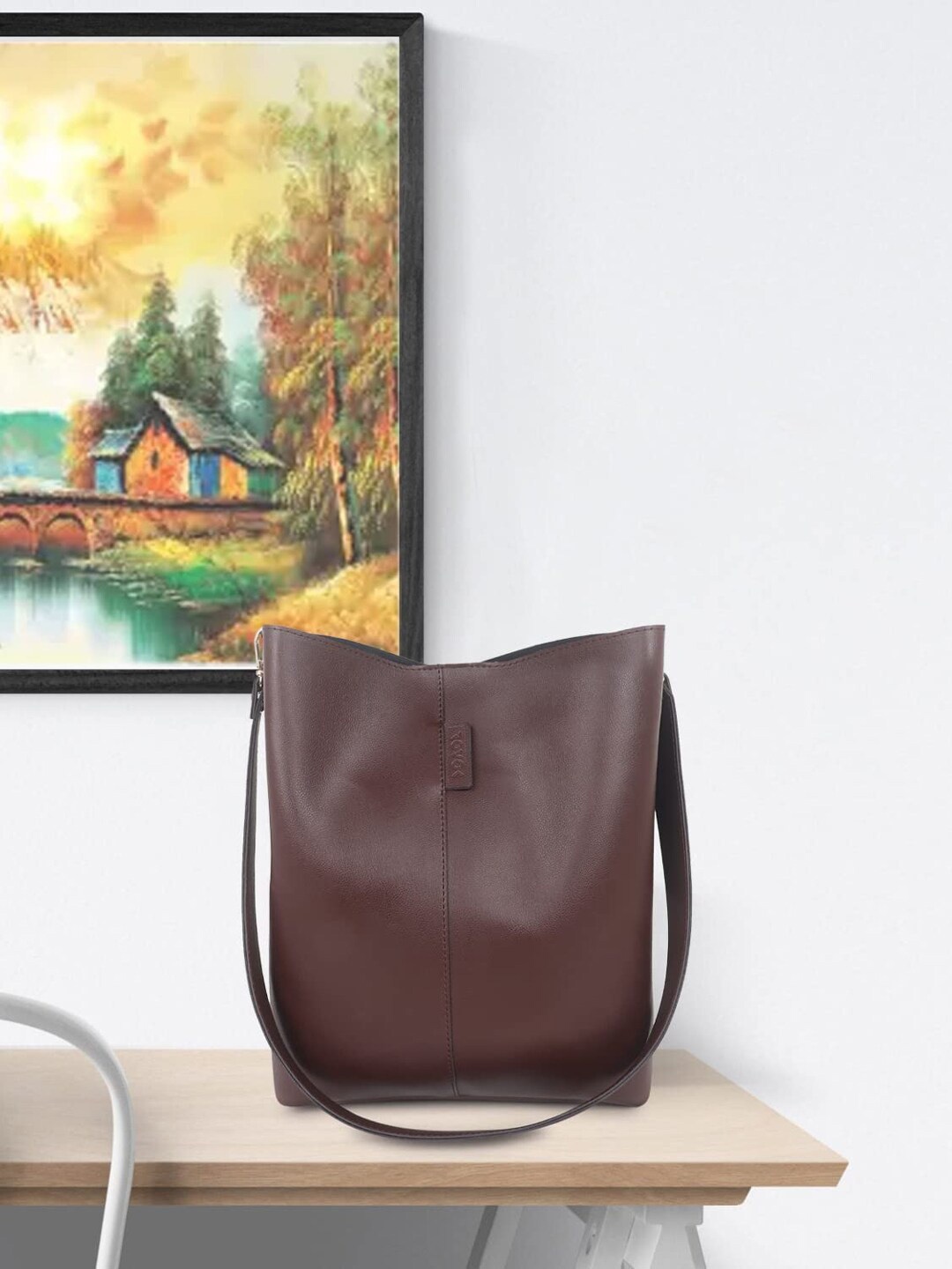 

ROVOK Synthetic Leather Oversized Shopper Tote Bag, Coffee brown