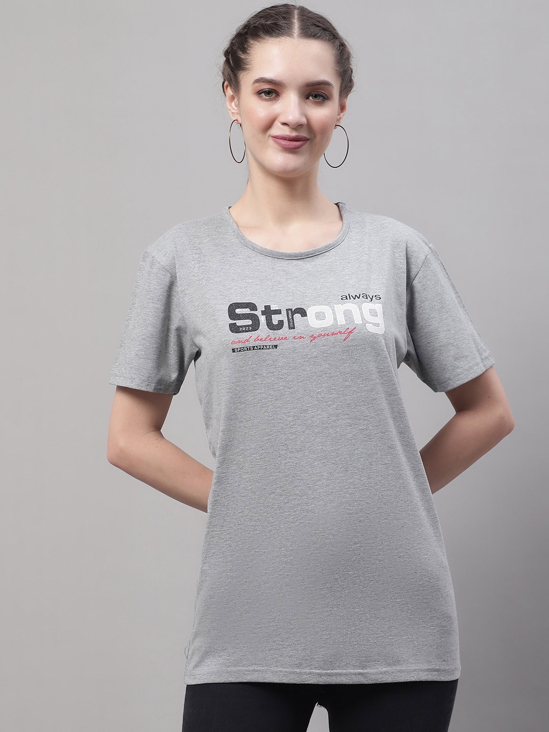 

MACK JONNEY Typography Printed Cotton T-shirt, Grey