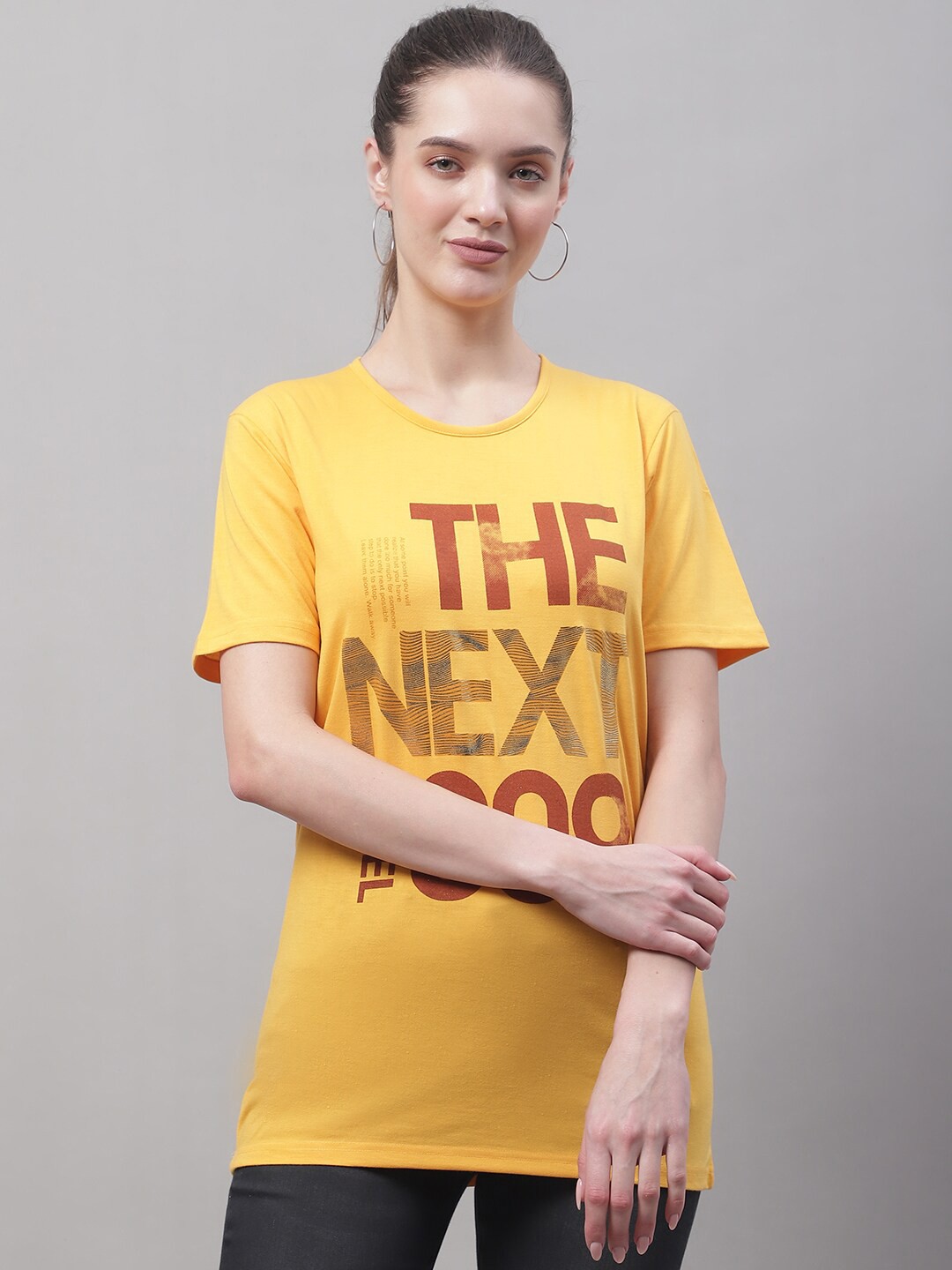 

MACK JONNEY Typography Printed Running Cotton T-shirt, Yellow