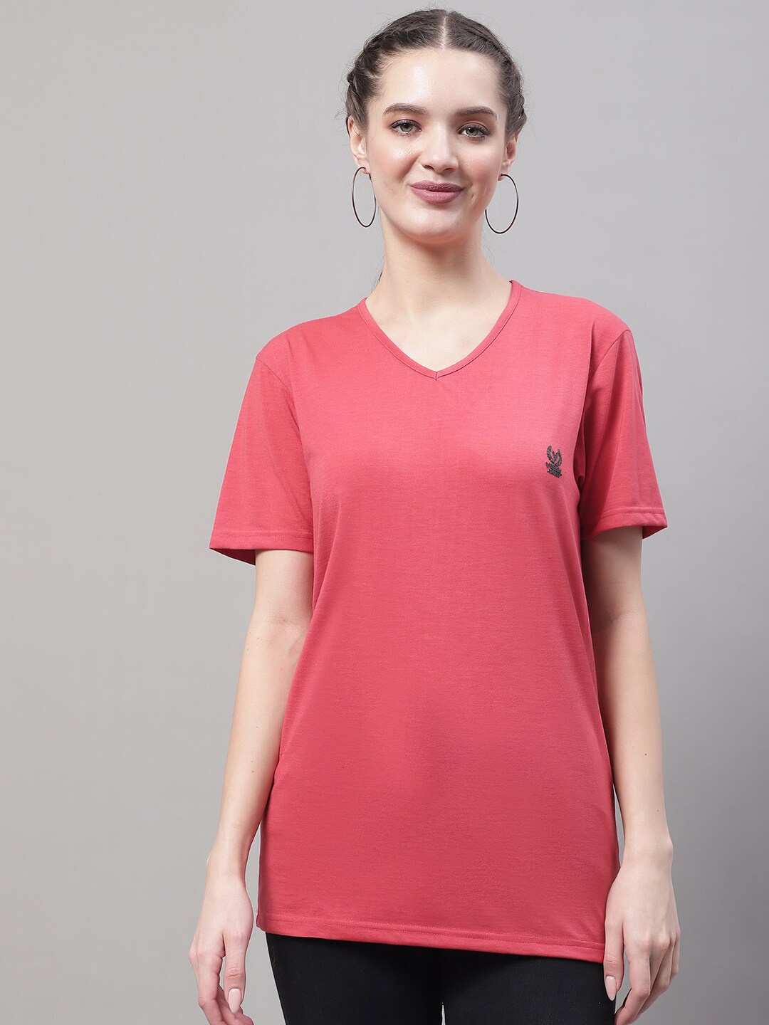 

VIMAL JONNEY V-Neck Running Cotton T-shirt, Pink