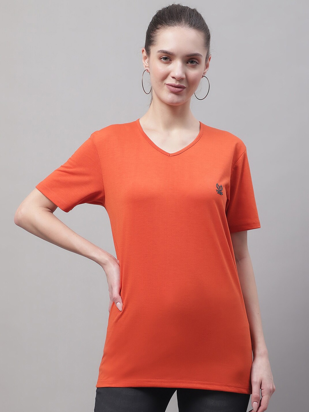 

VIMAL JONNEY V-Neck Cotton T-shirt, Orange