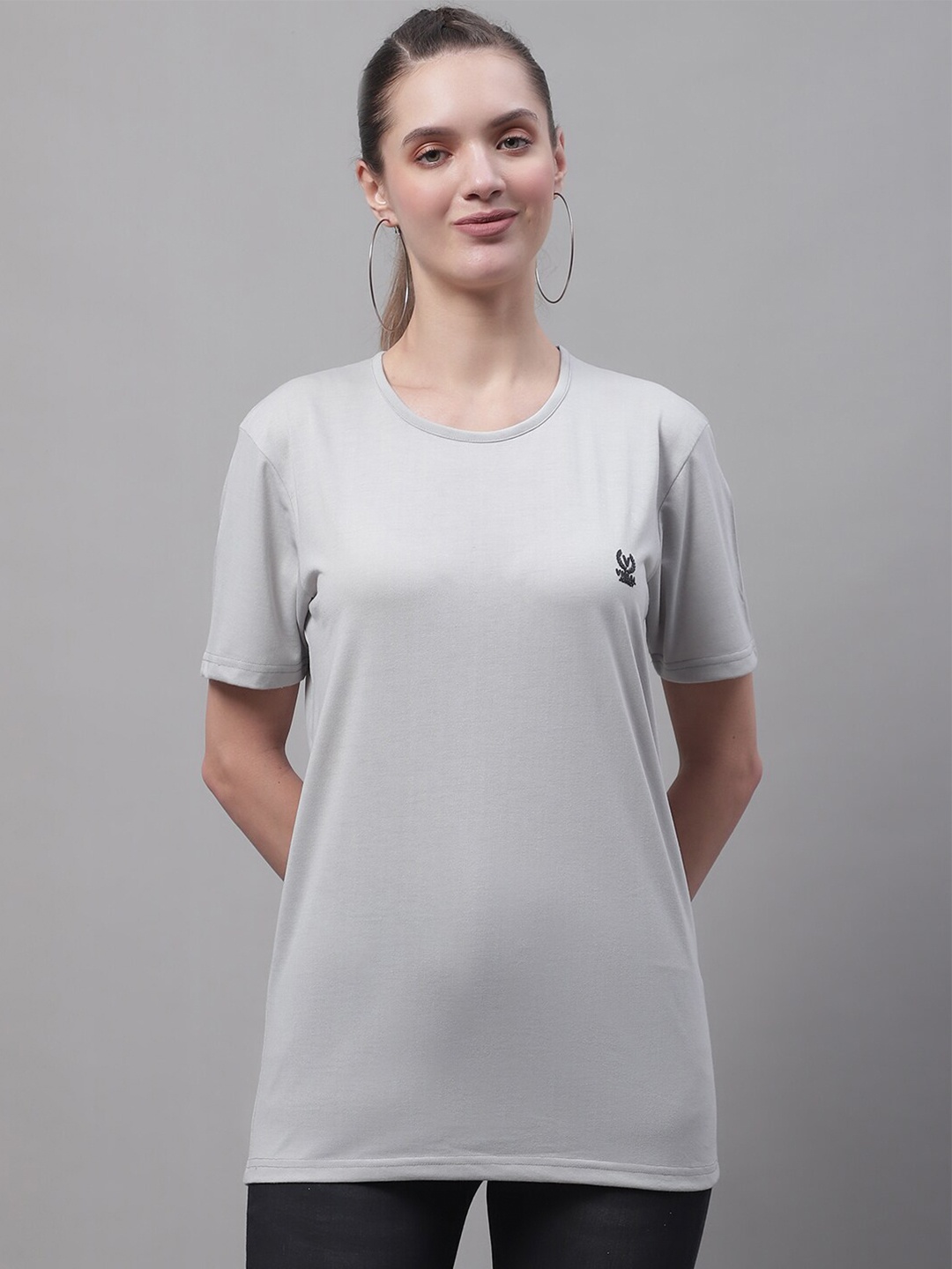 

VIMAL JONNEY Round Neck Cotton T-shirt, Grey