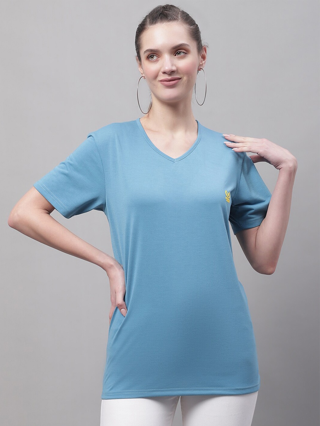 

MACK JONNEY V-Neck Cotton T-shirt, Blue