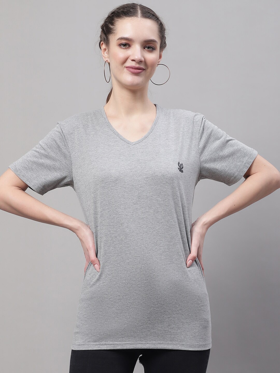 

VIMAL JONNEY V-Neck Cotton T-shirt, Grey