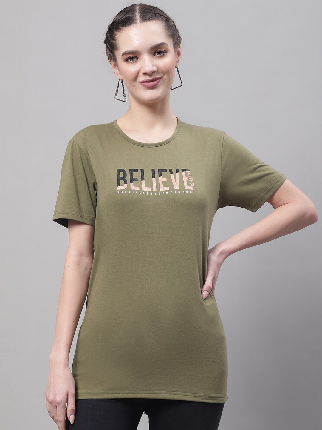 

MACK JONNEY Typography Printed Cotton T-shirt, Olive