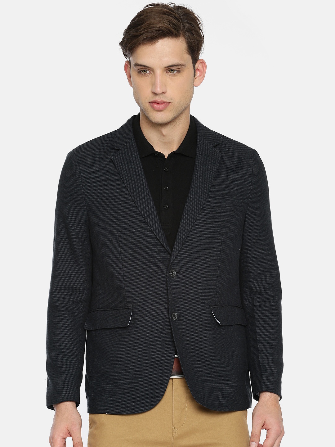 

U.S. Polo Assn. Navy Blue Solid Single-Breasted Regular Fit Casual Blazer