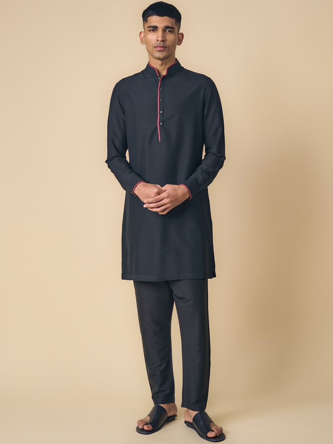 

Tasva Men Mandarin Collar Kurta, Grey