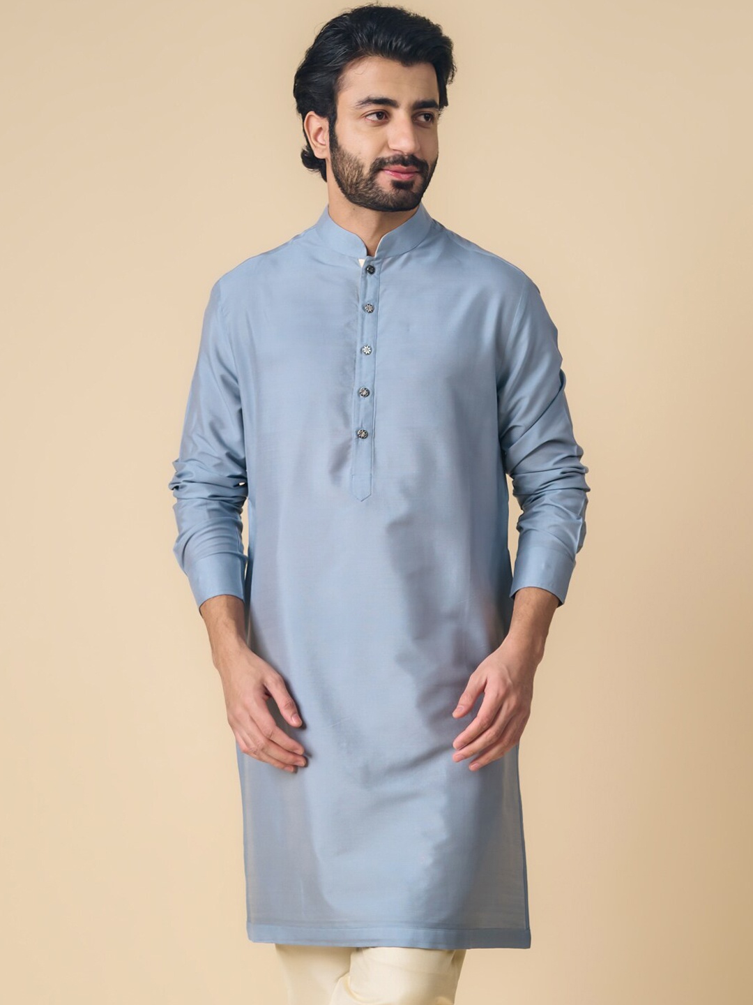 

Tasva Men Mandarin Collar Kurta, Blue