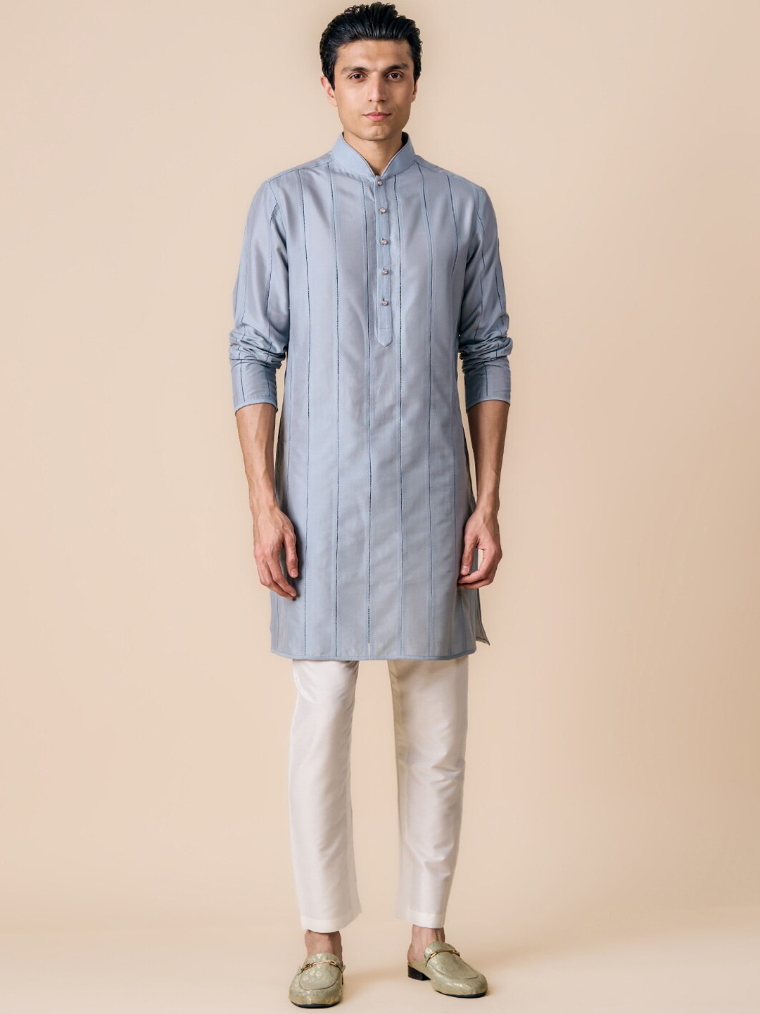 

Tasva Striped Kurta With Pyjamas, Blue