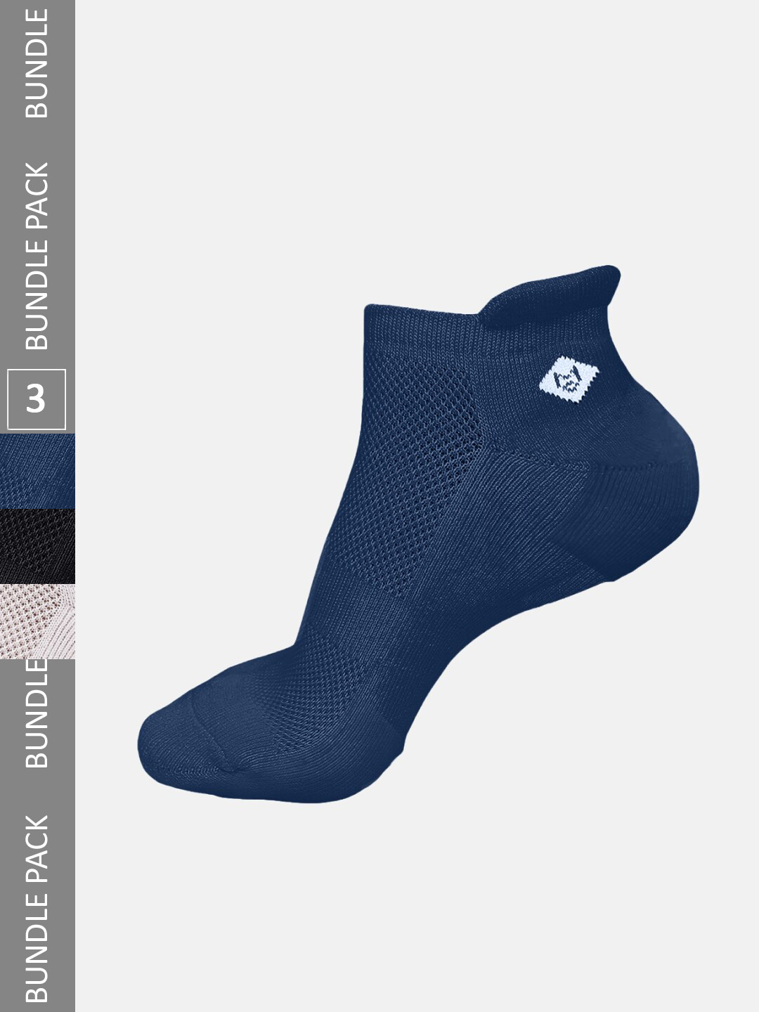 

Almo Wear Men Pack Of 3 Self-Designed Bamboo Ant-Microbial Ankle-Length Socks, Navy blue
