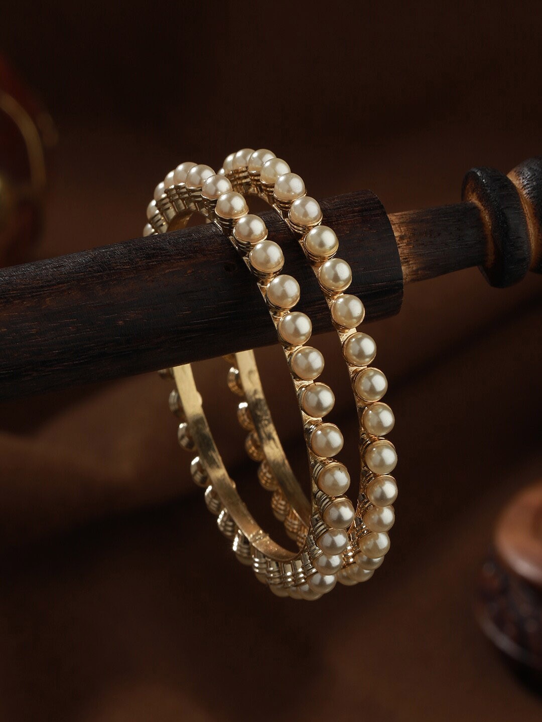 

Jazz and Sizzle Set Of 2 Gold-Plated Beaded Bangles