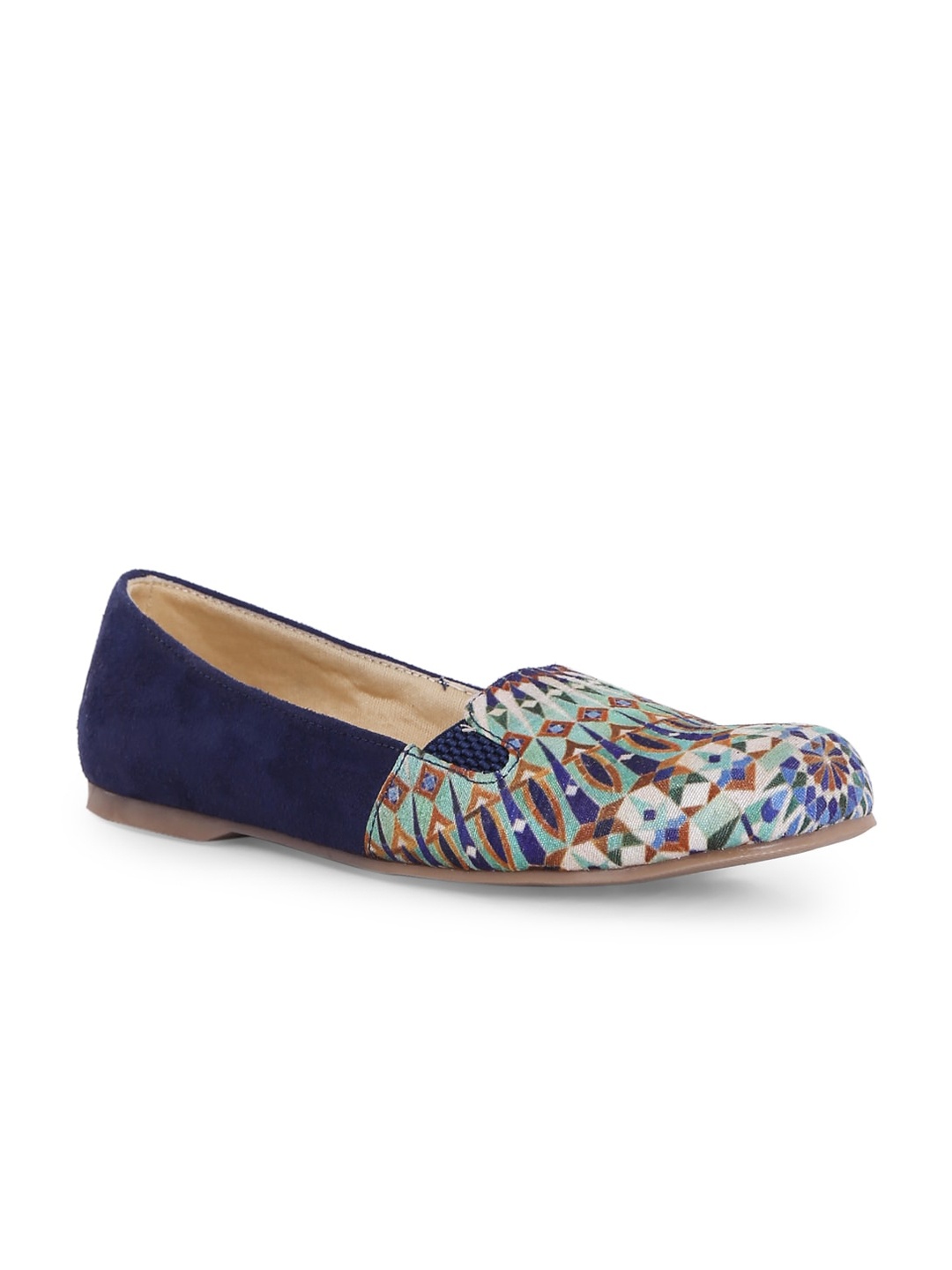 

Kanvas Women Printed Round Toe Slip-On Ballerinas, Navy blue