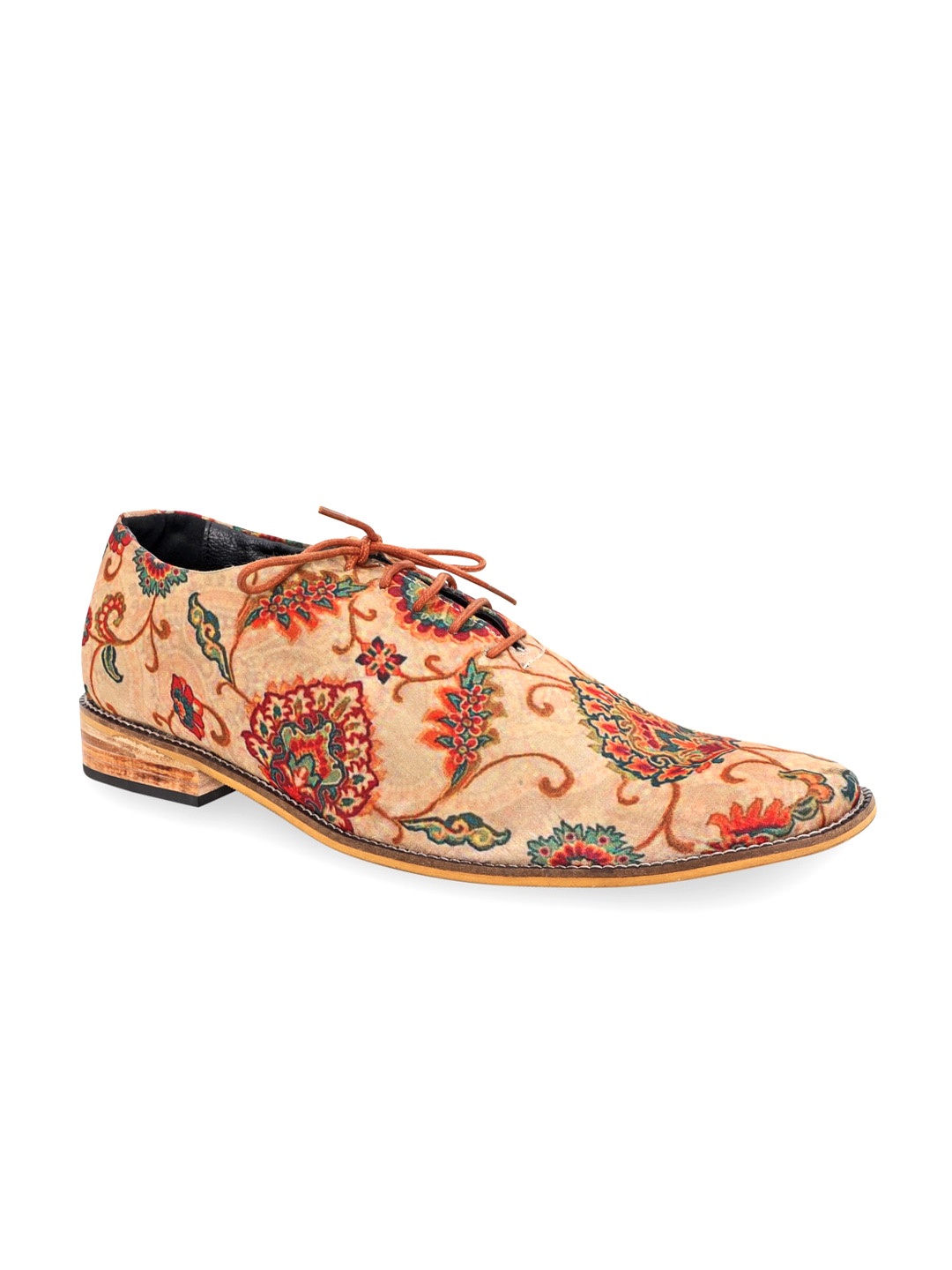 

Kanvas Men Printed Round Toe Lace Ups Oxfords, Peach