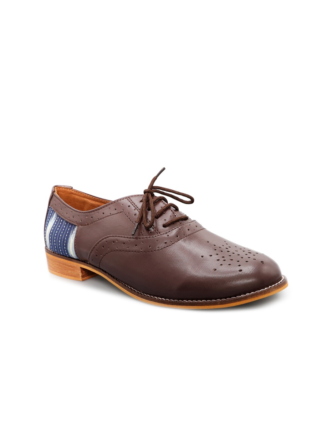 

Kanvas Women Perforations Round Toe Lace-Ups Derbys, Brown