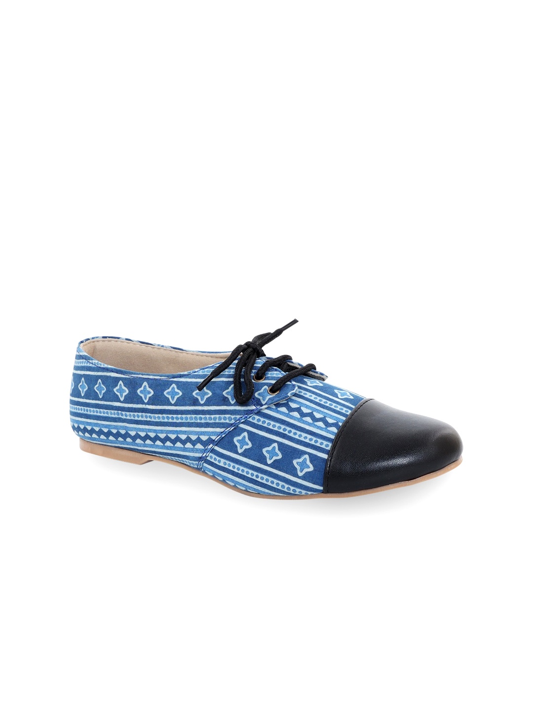 

Kanvas Women Printed Round Toe Lace-Ups Boat Shoes, Blue