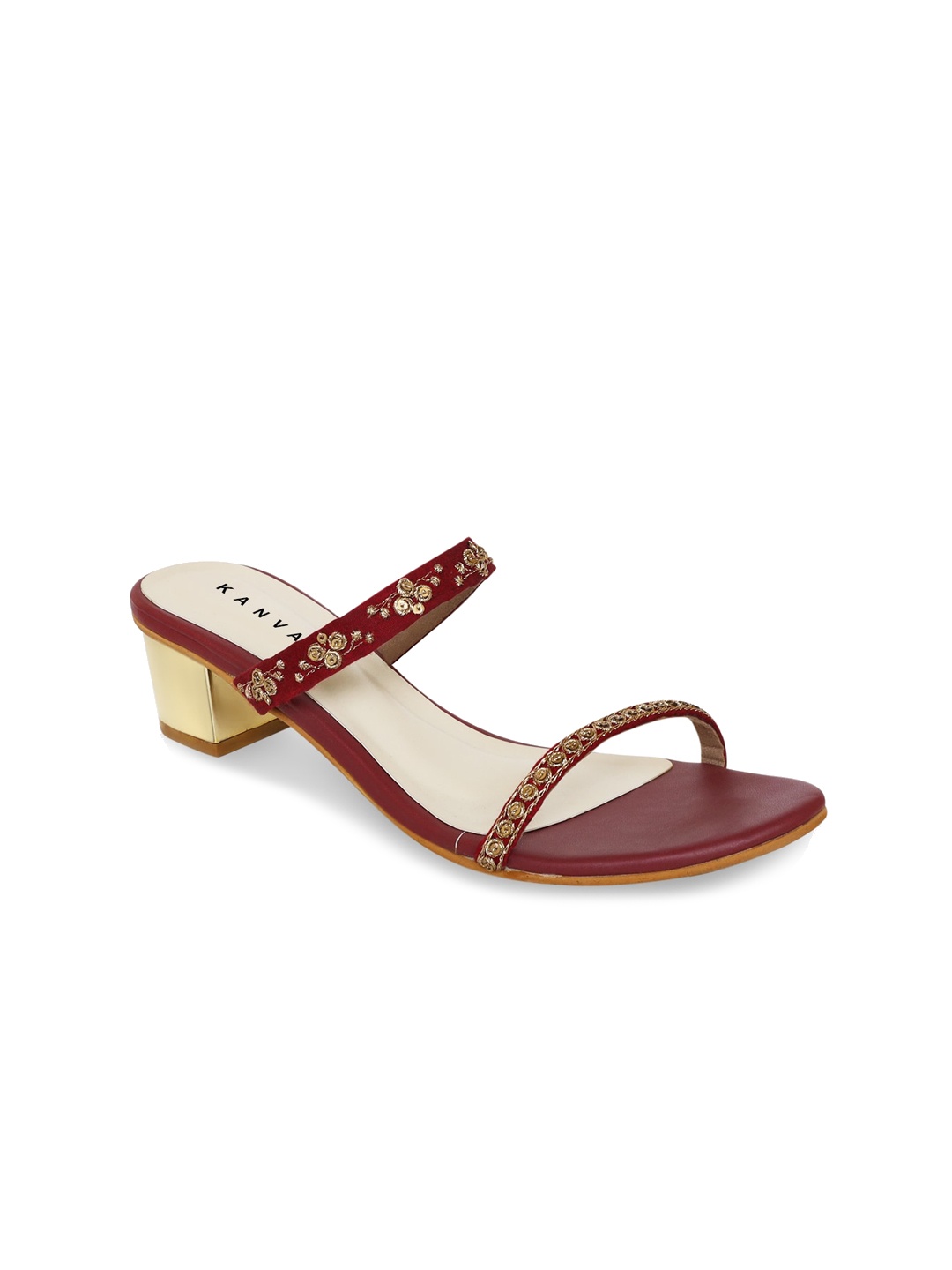 

Kanvas Women Embellished Open Toe Block Heels, Maroon