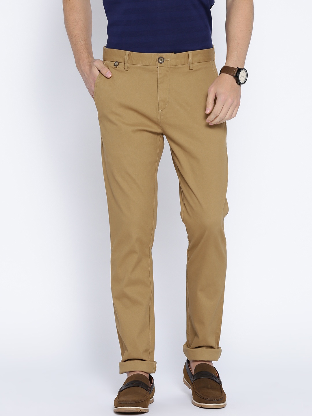 

U.S. Polo Assn. Men Khaki Slim Fit Solid Regular Trousers