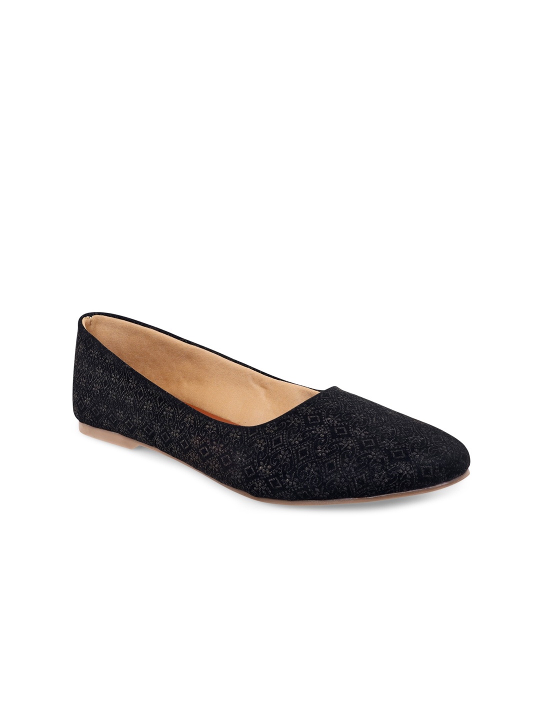 

Kanvas Printed Pointed toe Ballerinas, Black