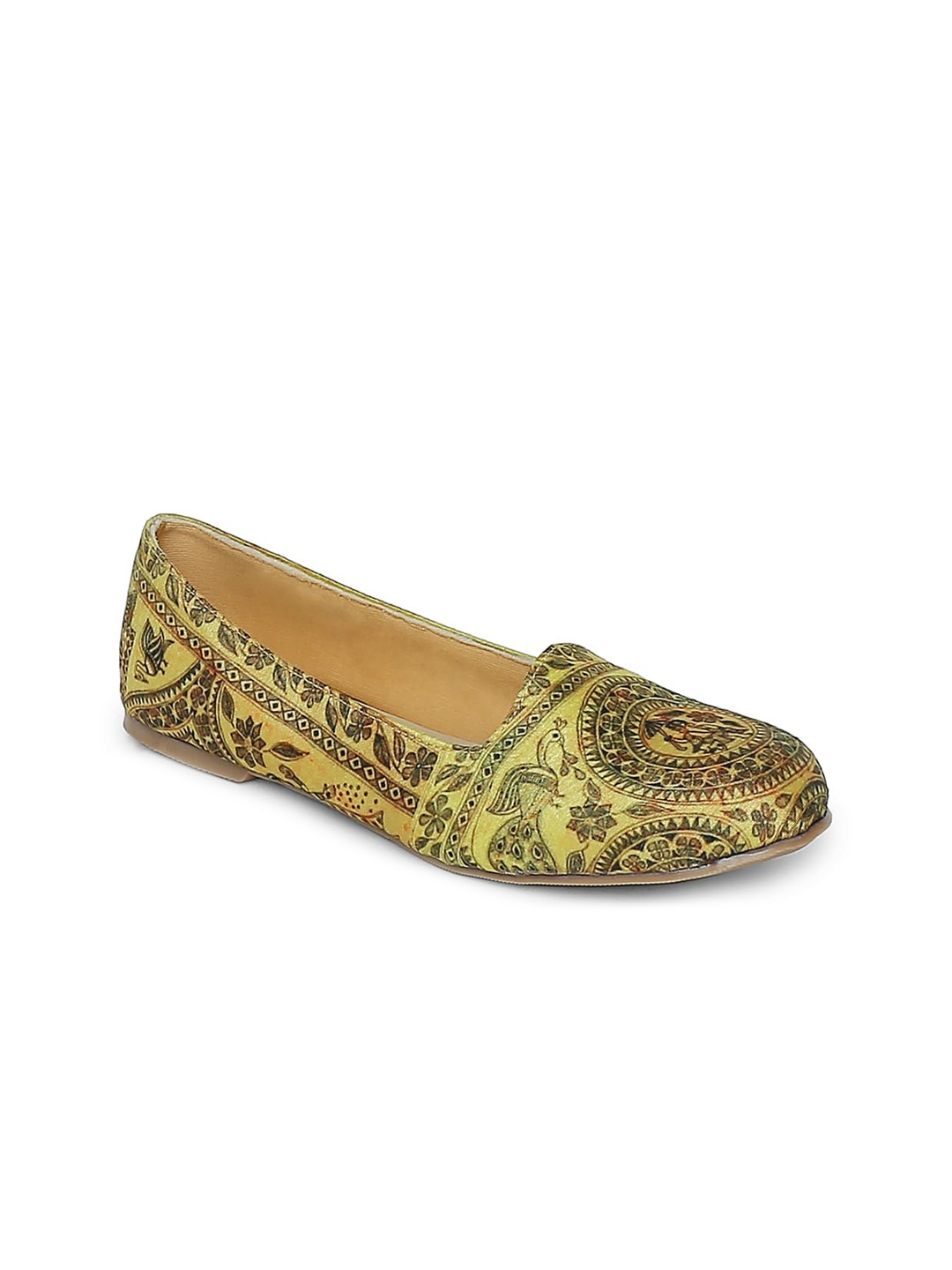

Kanvas Printed Round Toe Ballerinas, Yellow