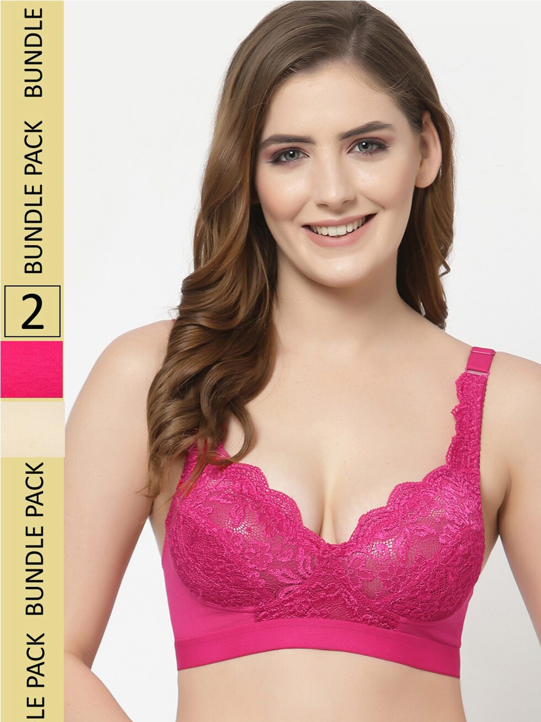 

Floret Pack Of 2 Floral Non Padded Bra, Pink