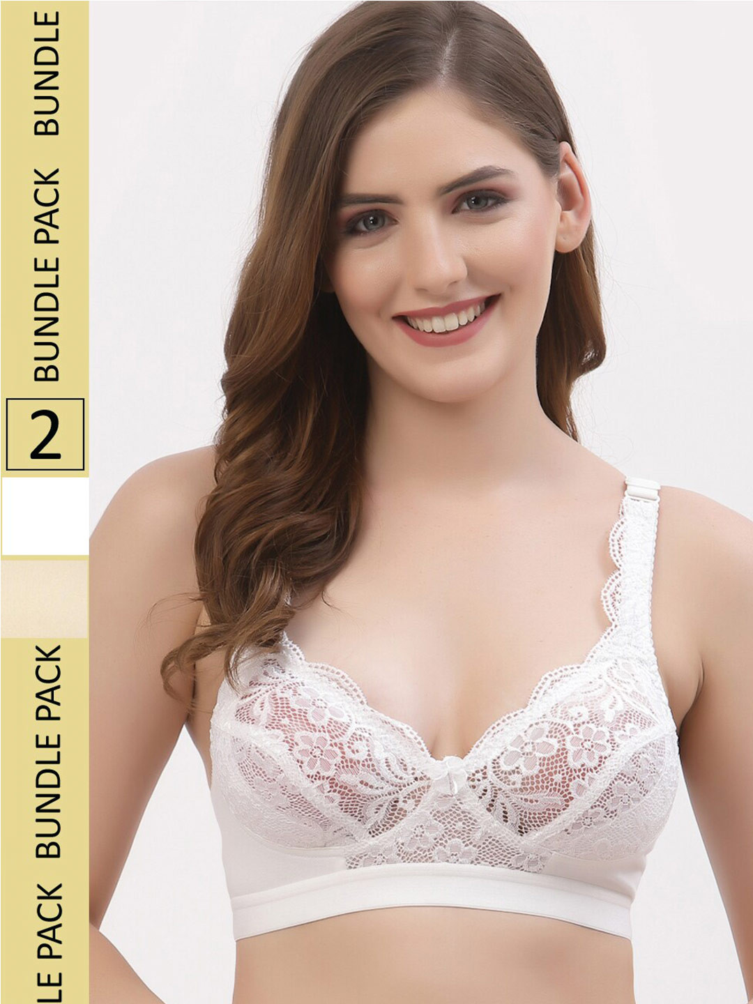 

Floret Pack Of 2 Floral Non Padded Bra, White