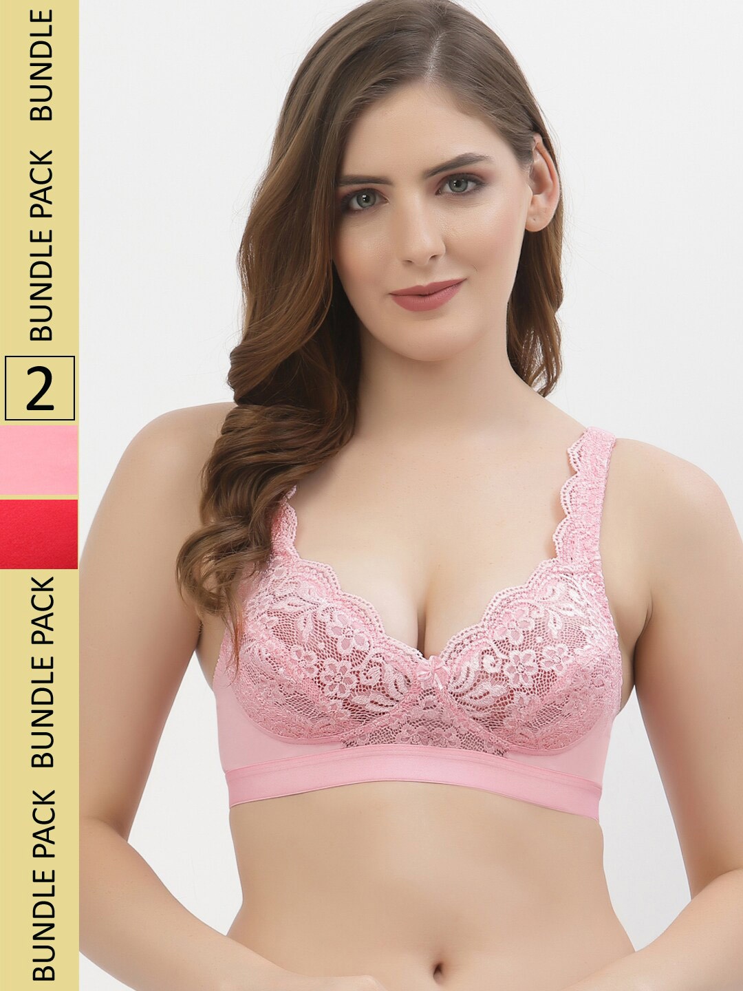 

Floret Pack Of 2 Floral Non Padded Bra, Pink