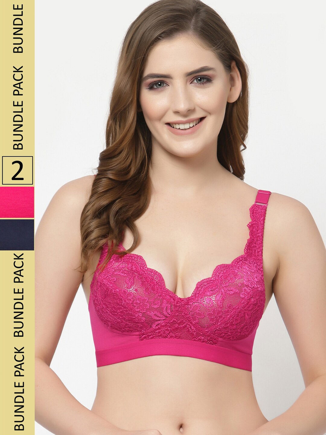 

Floret Pack Of 2 Floral Non Padded Bra, Pink