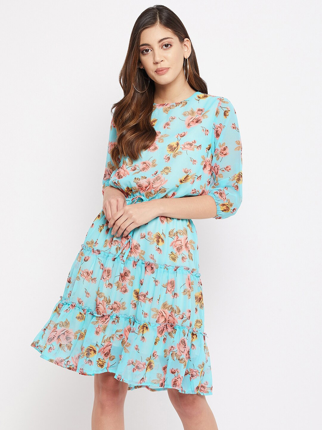 

Color Cocktail Floral Georgette Dress, Blue