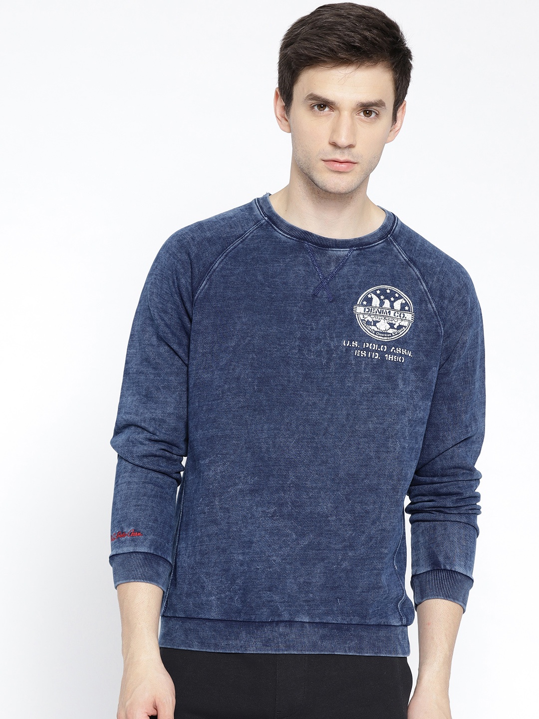 

U.S. Polo Assn. Denim Co. Men Blue Solid Sweatshirt